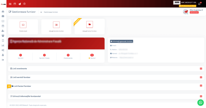 Gestionare furnizori si facturi furnizori