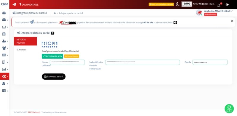 integrare plata cu cardul